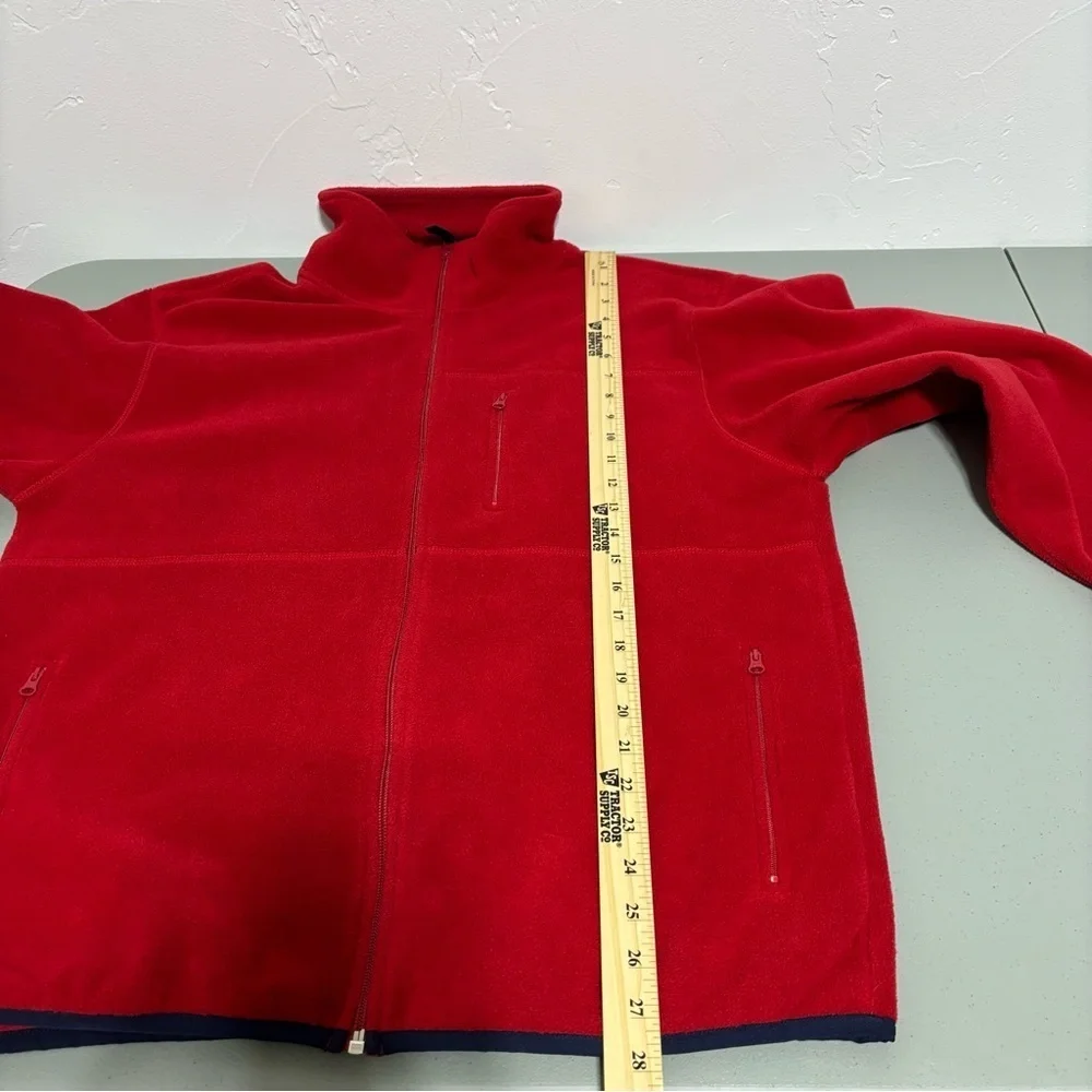 J. Crew Red Fleece Full Zip Jacket Men's Large Pockets Casual Lightweight Basic